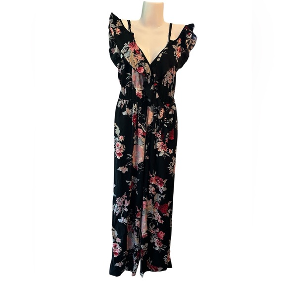 Xhilaration Black and Pink Floral Romper - Picture 2 of 7